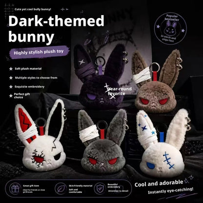 Gothic Bunny Plush Keychain - Kawaii Rabbit Bag Charm Bandage Design Pendant Car Ornament Gift