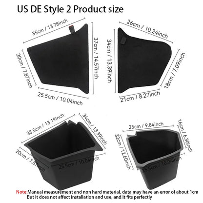 Tesla Model Y Berlin/Austin 2022-2025 Trunk Side Storage Bins – TPE Cargo Organizer with Carpet Lids