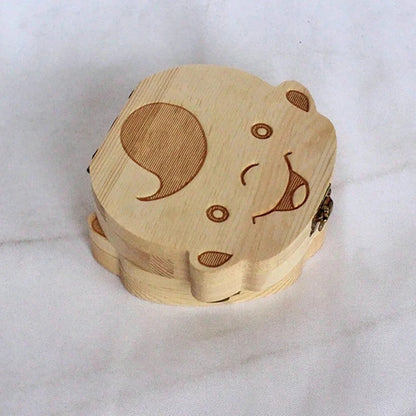 Wooden Baby Tooth & Fetal Hair Storage Box – Keepsake Souvenir Box for Baby Teeth and Hair, Tooth Fairy Collection Box