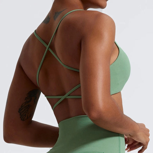 Premium Super Soft Cross Back Sports Bra: High-Quality Gym Top for Women - Ideal for Fitness, Running, and Yoga
