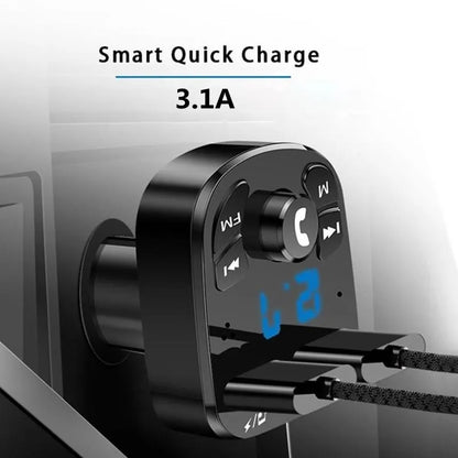 OLAF Car Bluetooth 5.0 FM Transmitter - Dual USB Port Car Charger & MP3 Receiver - 3.1A Fast Charger Audio Receiver