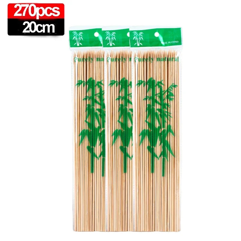 Bamboo Food Skewer Sticks - 270/90PCS Disposable Wooden BBQ Sticks for Party Buffet Fruit Grill & Catering Use