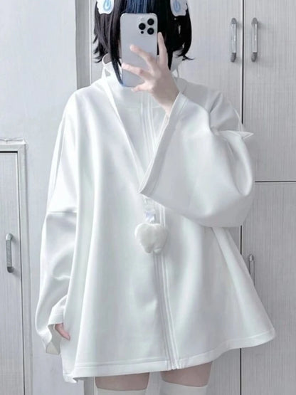 Spring Casual Hoodie – Women’s Loose Y2K Aesthetic Oversized Embroidered Harajuku Zipper Grunge Sweatshirt