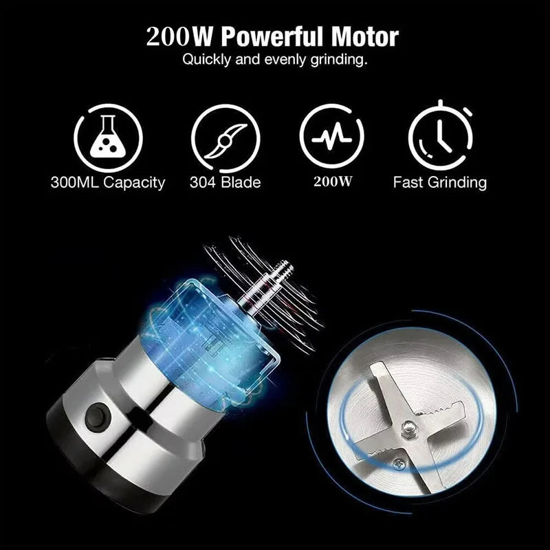 4-Blade Electric Grain & Coffee Grinder - Multifunctional Nut, Bean & Spice Chopper