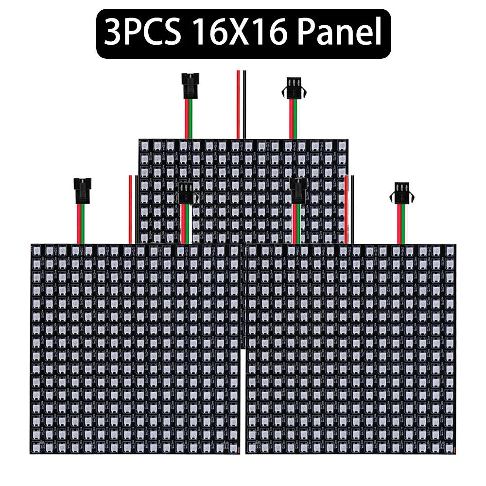 WS2812B RGB LED Pixel Matrix Panel - Individually Addressable Flexible 8×8, 16×16 or 8×32 LED Screen, DC 5V