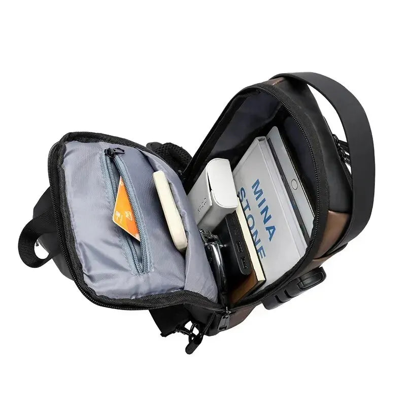 Men's Multifunction Shoulder Bag – Anti-Theft, USB Messenger Pack, Crossbody Travel Sling Chest Bag