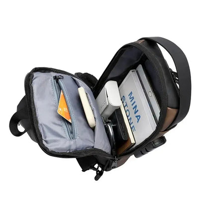 Men's Multifunction Shoulder Bag – Anti-Theft, USB Messenger Pack, Crossbody Travel Sling Chest Bag