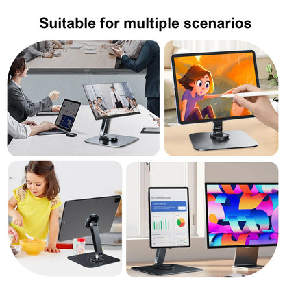 Black Magnetic 360° Rotatable Metal Stand – Stable Holder for 7–21.5" Monitors, iPad & iPhone, Supports up to 3KG