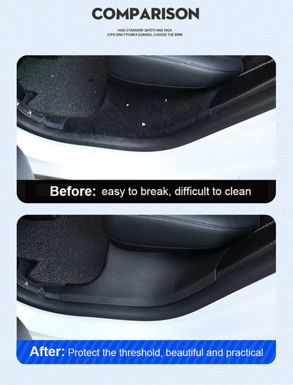 Rear Door Sill Cover for Tesla Model Y (2022–2024) – Anti-Dirty Kick Guards, Trim Protector Film & Welcome Pedal Pads