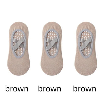 Women’s Anti-Slip Yoga Socks 1–3 Pairs – Silicone Grip Ballet Pilates Backless Breathable Sport Socks for Fitness & Dance