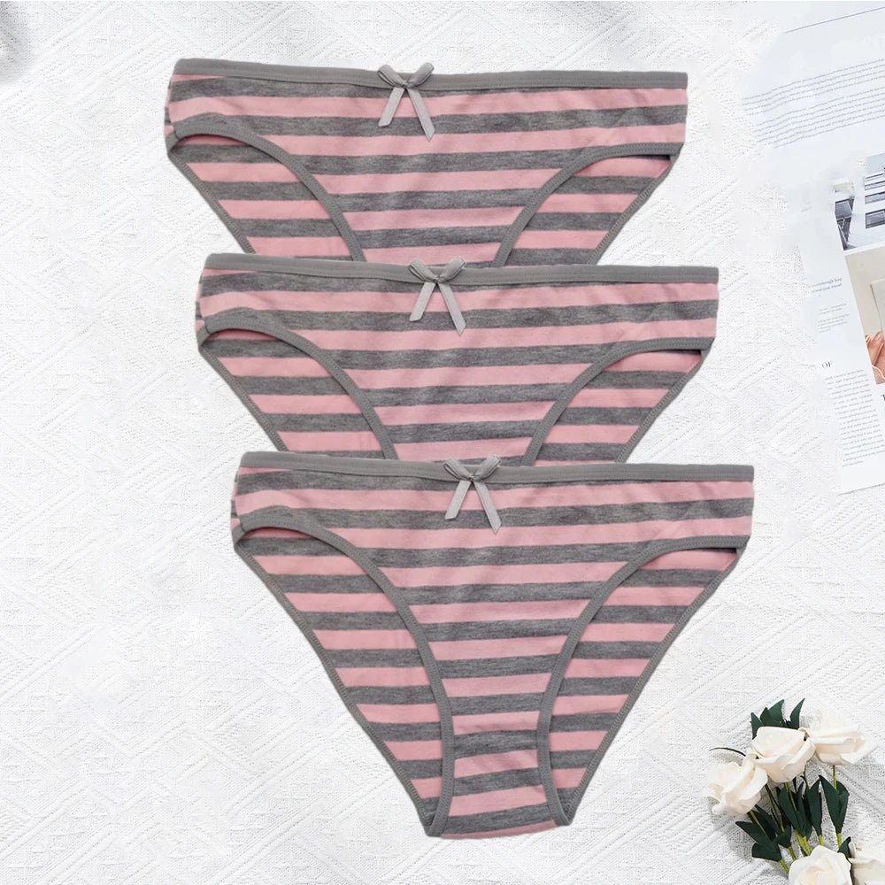 YOUREGINA Plus Size Seamless Panties - Striped Cotton Women’s Underwear Briefs 3 Pack