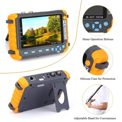 8MP CCTV Tester 5-Inch Monitor – 4K AHD/CVI/TVI/CVBS Camera Tester with HDMI & VGA Input, Mini CFTV Display