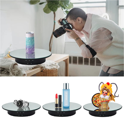 Motorized Rotating Mirror Display Stand - Three Speeds, Turntable Holder, USB Power Supply for Rotating Shooting