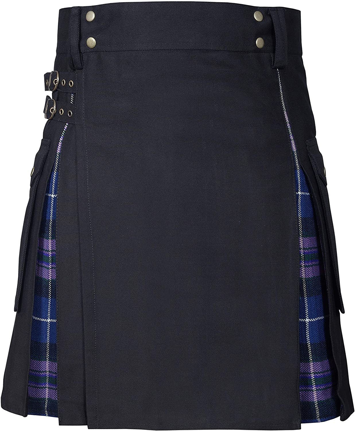 Men's Utility Kilt – 100% Cotton Jeans Hybrid with Modern Box Pleated Tartan, Traditional Design
