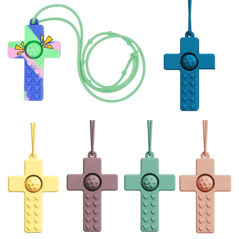 BPA-Free Silicone Baby Teether – Cartoon Sensory Chew Pendant Necklace for Newborns, Autism & ADHD Teething Care