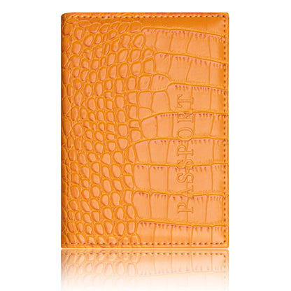 Crocodile PU Leather Passport Holder – Slim Minimalist Travel Wallet for Men & Women