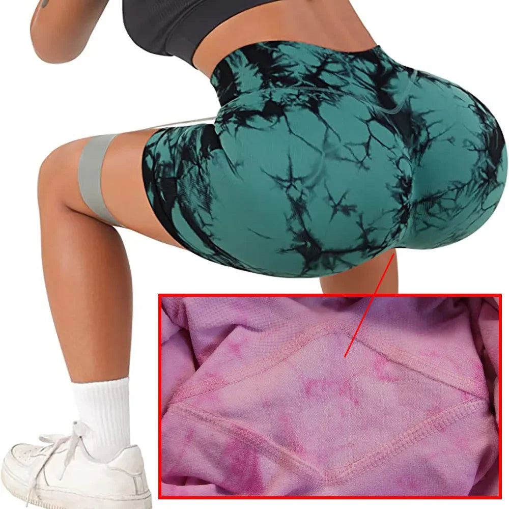 Women’s Yoga Shorts — High-Waisted Tie Dye Seamless Cycling & Running Sports Workout Gym Shorts S-XL