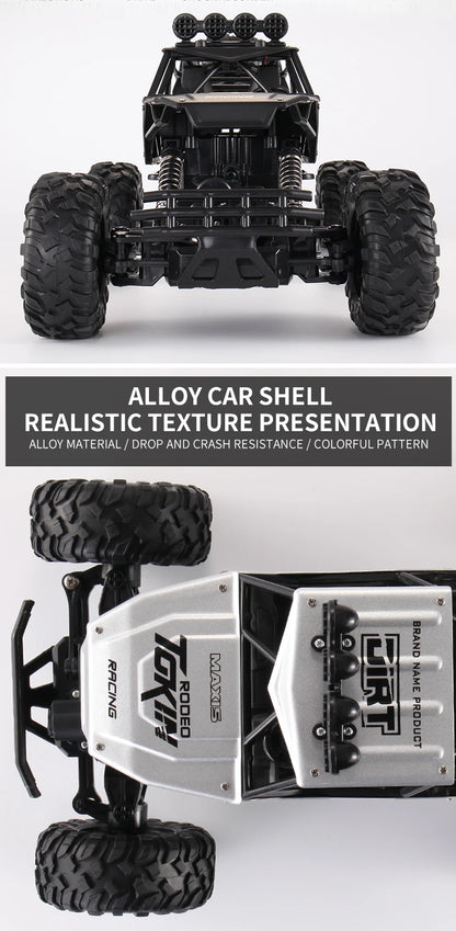 1:12/16 RC Off-Road Truck – 4WD Remote Control Car with Metal Shell & LED Lights for Kids