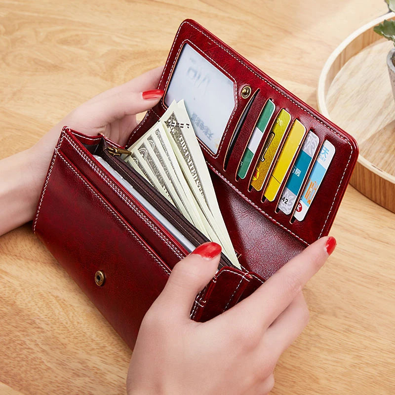 Women’s Leather Long Wallet – Luxury Fashion Purses & Card Holder, Money Bag Handbag for 2022