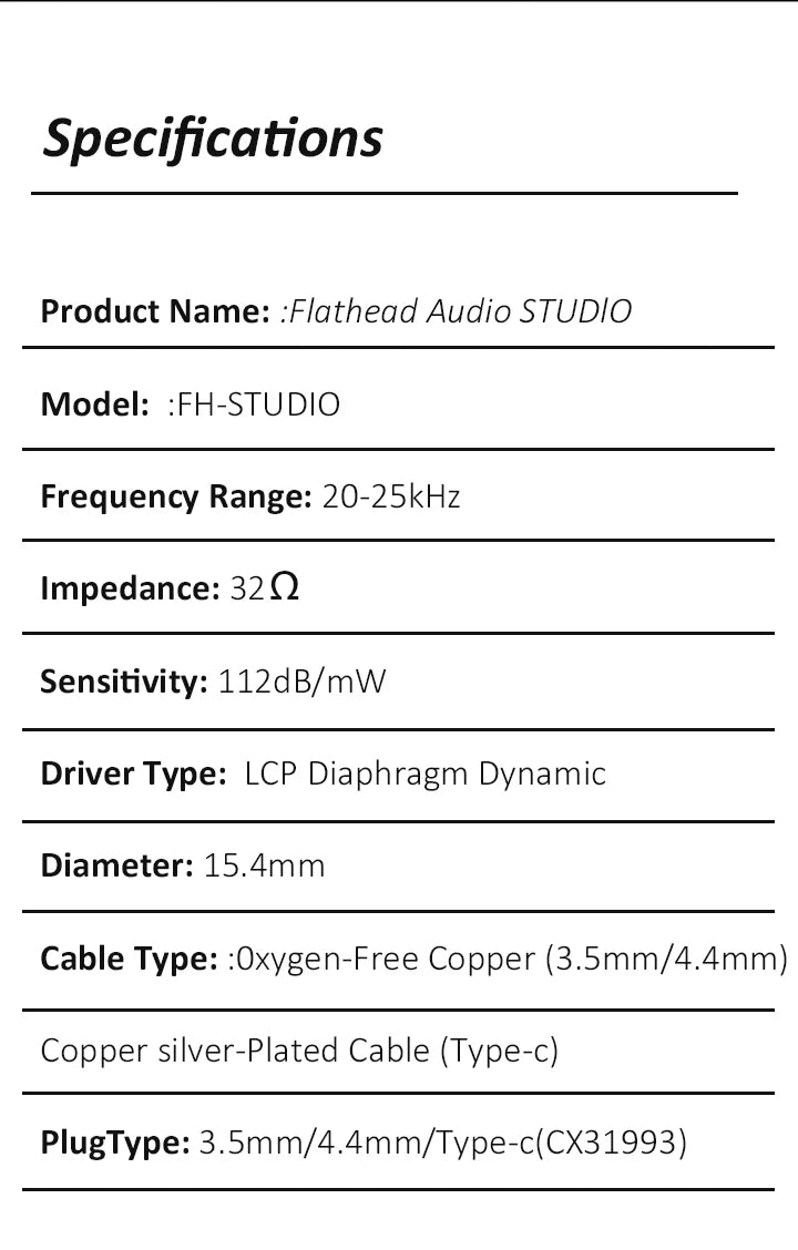 Guangda HIFI Flathead Studio Earbuds — Wired Hi-Res Earphones for Gaming & Music (3.5mm / 4.4mm / USB-C)