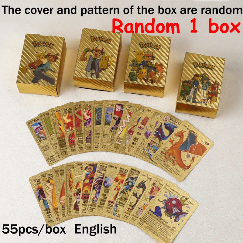 55/100pcs Pokémon VMAX & GX Pikachu Card Set – Rare Battle Trainer Collection for Kids & Gift Toy