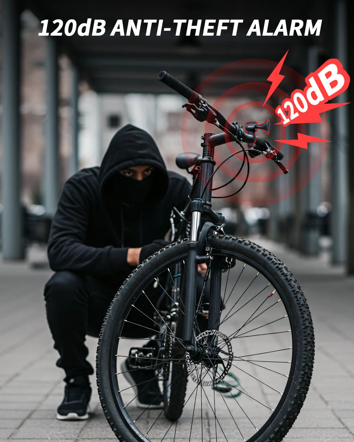 120dB Bicycle Anti-Theft Alarm Horn – Waterproof Rechargeable Bike Bell with Remote Control for E-Bike, Scooter, Adults & Kids Security Use
