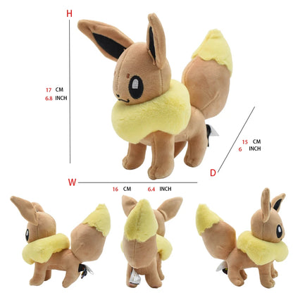 Pokémon Eevee Evolution Plush Toys - Soft Stuffed Animal Dolls Featuring Sylveon, Flareon, Jolteon, Umbreon, Vaporeon & Pikachu