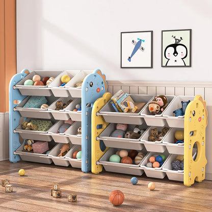 Kids Toy Storage Organizer with Multi-Tier Shelves – Large Capacity Children’s Bookshelf & Tidying Cabinet for Home or Kindergarten