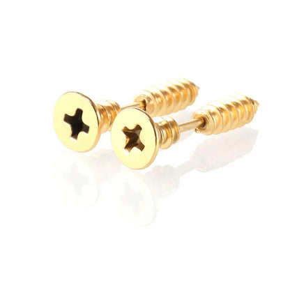 Punk Stainless Steel Stud Earrings - Gold Black Colorful Helix & Body Piercing Jewelry