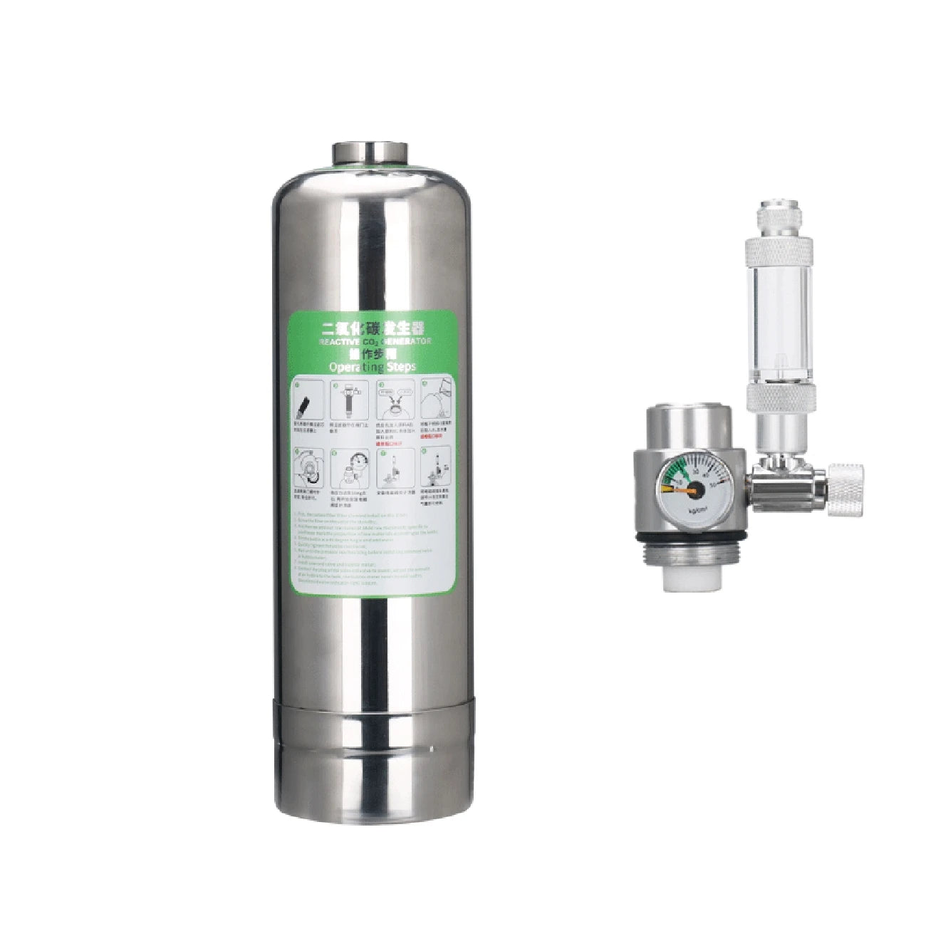Aquarium CO2 Generator System Kit – Stainless Steel CO2 Cylinder & Carbon Dioxide Reactor for Plants & Fish