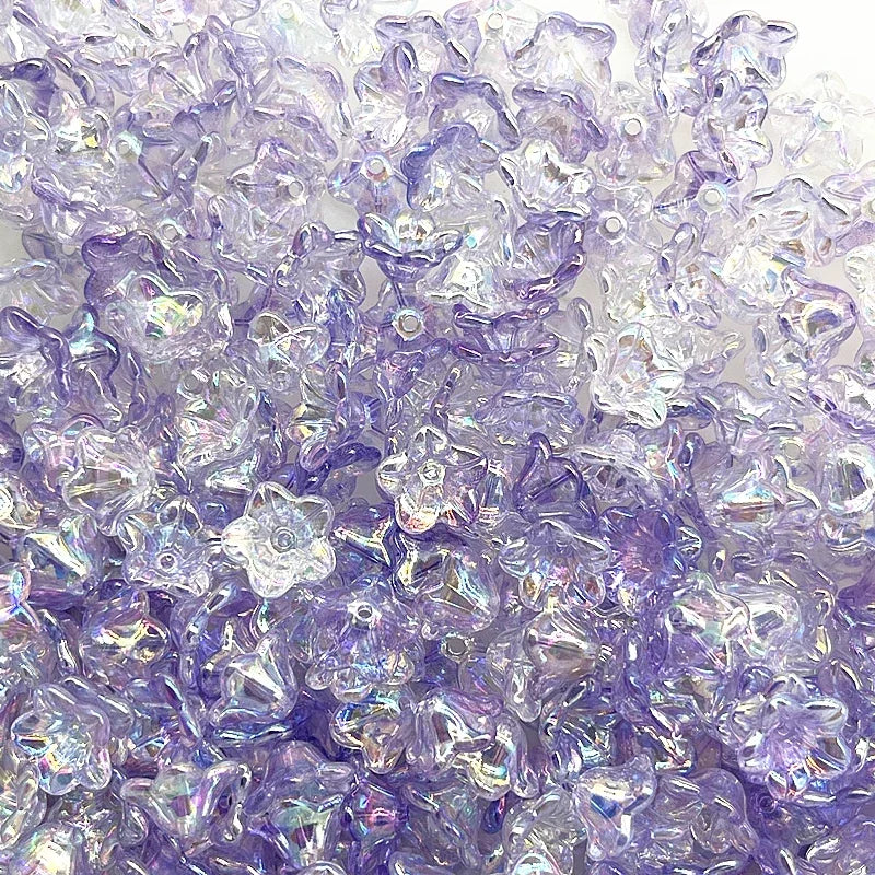 50pcs 7x13mm Gradient Acrylic Bellflower Beads - Flower Caps, Spacer Beads & Charms for DIY Jewelry Making