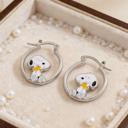 Snoopy Dog Earrings - Cute Puppy Cartoon Jewelry for Women, Anime Lover Holiday Gift