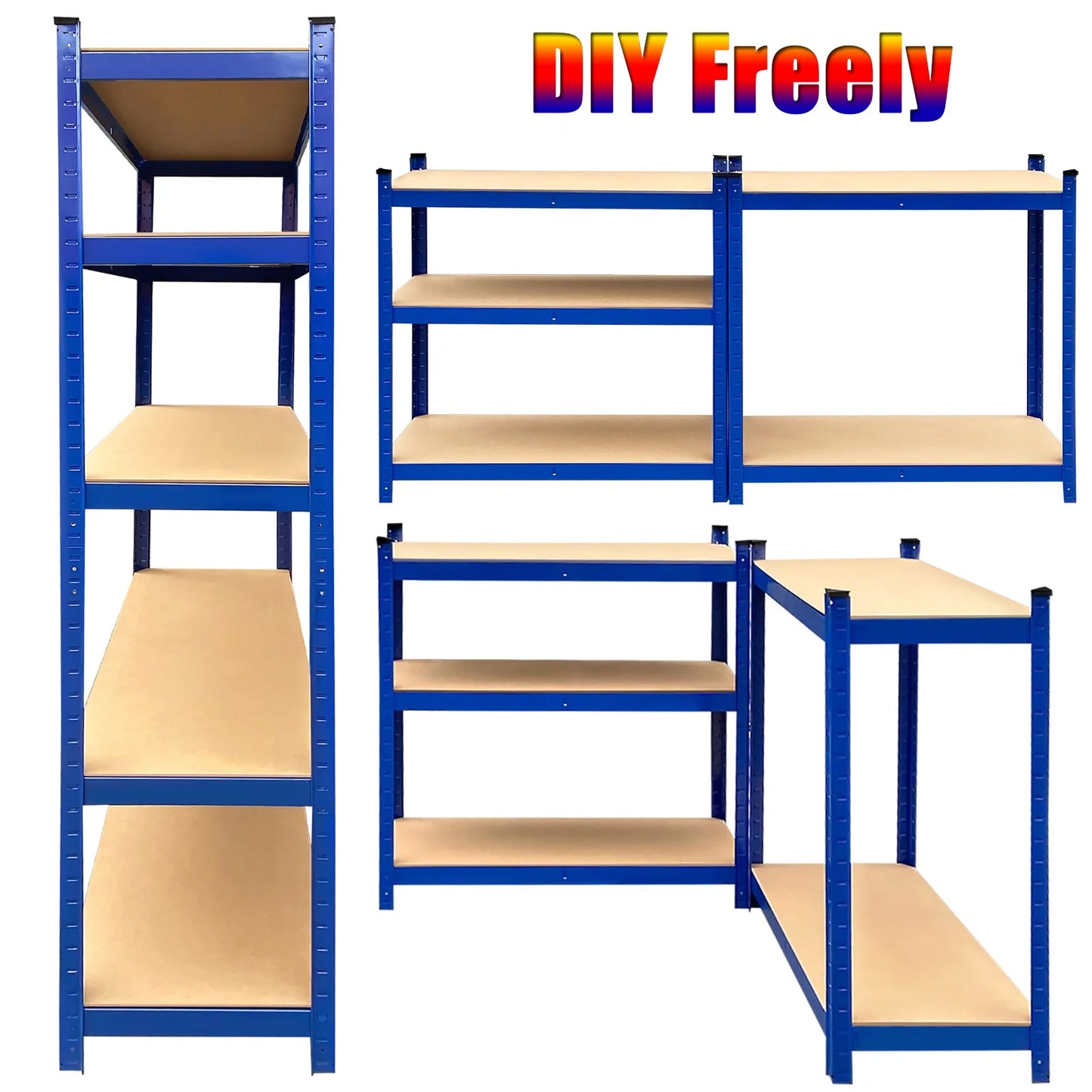 150-200CM Heavy Duty Garage Storage Shelves – 1929LBS Load, Adjustable 4/5 Tier Metal Racking for Home & Warehouse