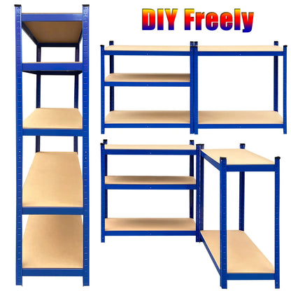 150-200CM Heavy Duty Garage Storage Shelves – 1929LBS Load, Adjustable 4/5 Tier Metal Racking for Home & Warehouse