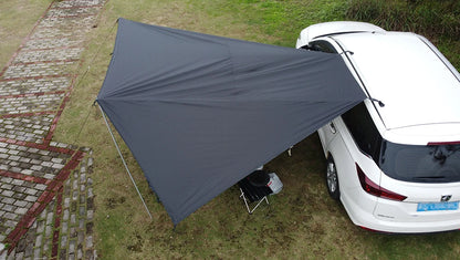 Bat Shape Black Coating Car Side Awning Tarp – 2x3 Waterproof Outdoor Shelter Tent for SUV & Van