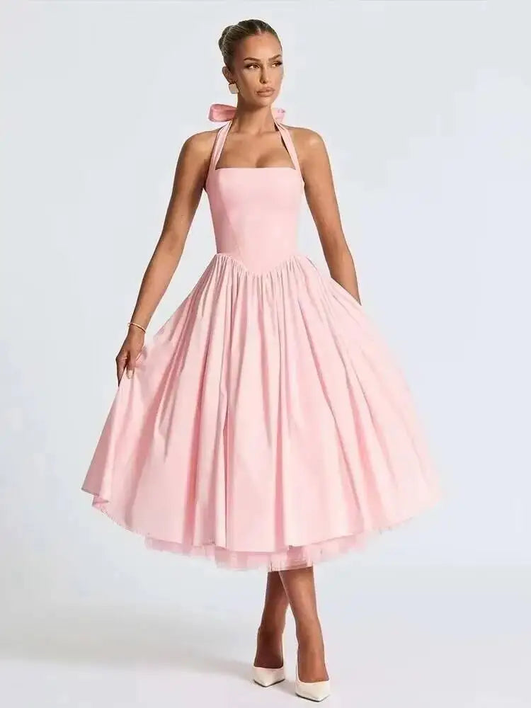 Townlike Women’s Halter Mini Dress – A-Line Waist Wrap Ball Gown, Sexy Nightclub Party Dress, Spring Summer 2025