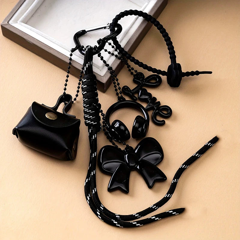 PU Leather Braided Rope Keychain - Maillard Style Car Keyring & Love Bag Charm