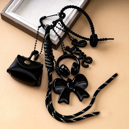 PU Leather Braided Rope Keychain - Maillard Style Car Keyring & Love Bag Charm