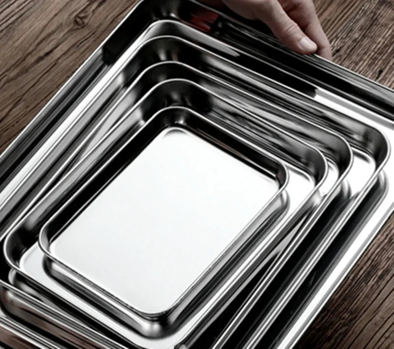 304 Stainless Steel Baking Tray with Wire Rack — Cake, BBQ, Oven, Roasting & Grilling Pan Tool