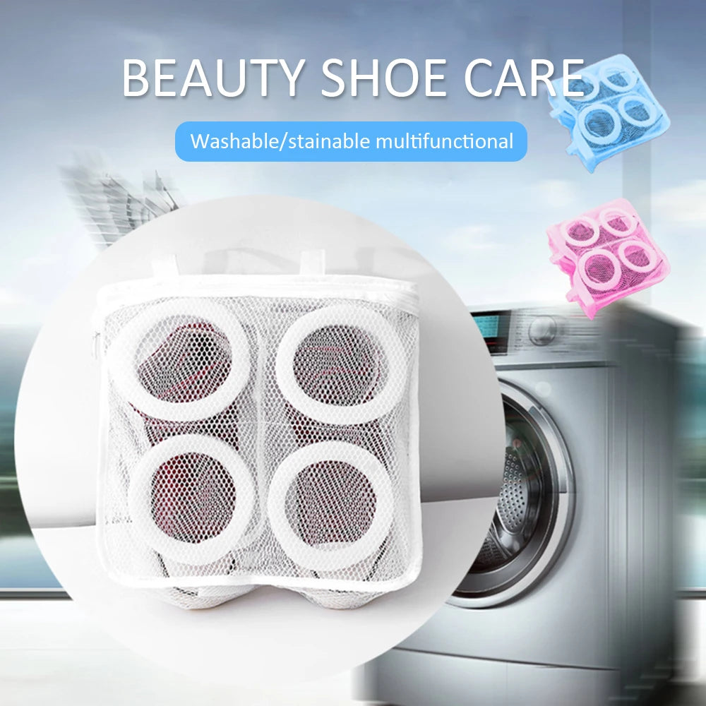 Portable Mesh Shoe Laundry Bag – Washing Machine Safe, Anti-Deformation Shoe Storage & Clothes Organizer