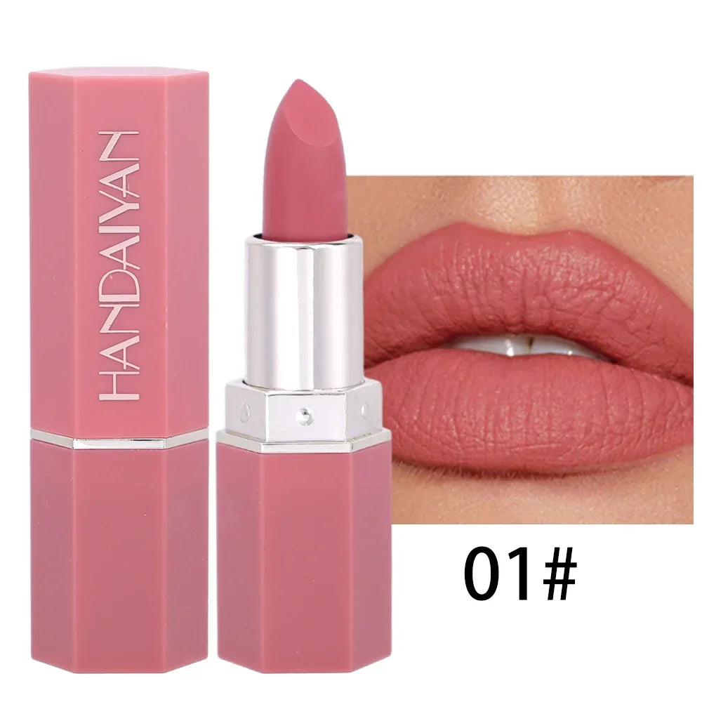 Rose Pink Nude Matte Velvet Lipstick – Long-Lasting, Non-Stick Cup, Waterproof, Sexy Lipsticks for Beauty Makeup