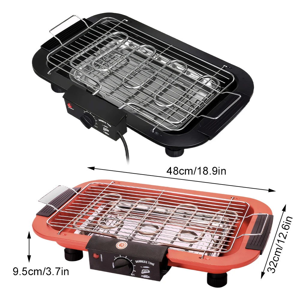 Electric Indoor Smokeless BBQ Pan — Versatile & Durable Grill for Cooking, Black, US Plug