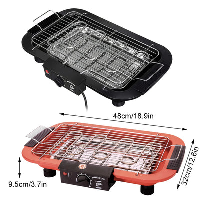 Electric Indoor Smokeless BBQ Pan — Versatile & Durable Grill for Cooking, Black, US Plug