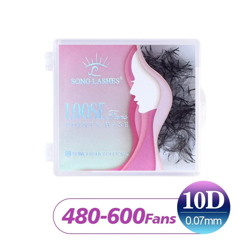 SONG LASHES 3D–16D Premade Volume Fans – Slim Narrow Stem Russian Style Eyelash Extensions, Sharp Point Base