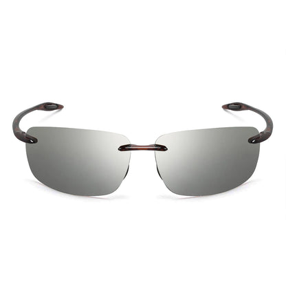 JULI Polarized Classic Sports Rimless Sunglasses – Ultralight Rectangle Frame for Men, Ideal for Fishing, Driving, UV400 Protection, Model MJ8009