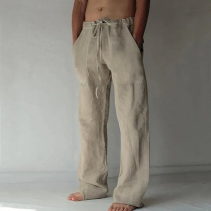 Men's Cotton Linen Pants – New Spring Summer 2023 Breathable Solid Color Trousers, Fitness Streetwear S-3XL