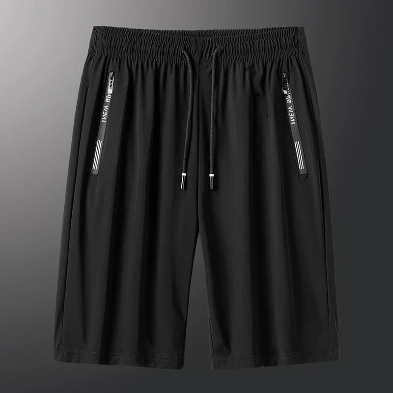 Men's Plus Size Casual Shorts – 6XL-7XL Stretchy Ice Silk Gym & Beach Shorts, Quick Dry & Breathable Summer Pants