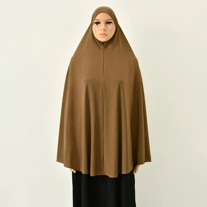Women’s Full Cover Muslim Abaya – Solid Color Cotton Hemp Inner Hijab & Long Shawl Ramadan Prayer Dress
