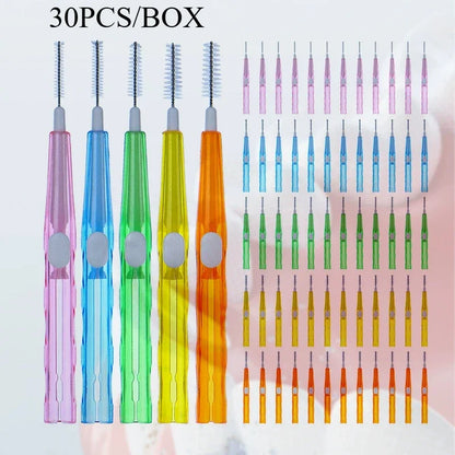 30-Piece Interdental Toothpick Brushes – 0.6-1.5mm I-Shape Dental Floss for Oral Care