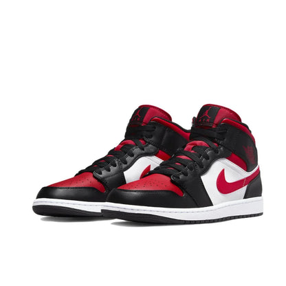 Nike Air Jordan 1 Mid – Original Retro Basketball Sneakers for Men | Classic Black & Red Colorway